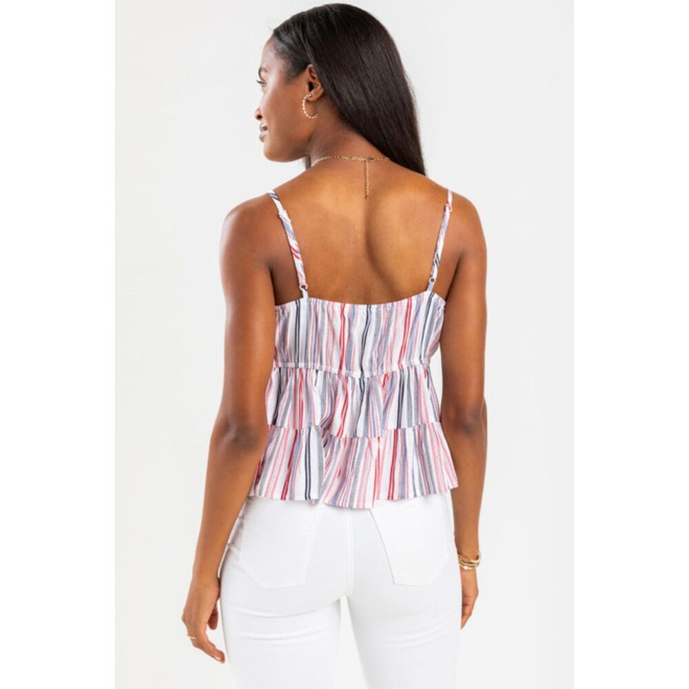 Jun & Ivy striped front tye cropped tank top Medium M